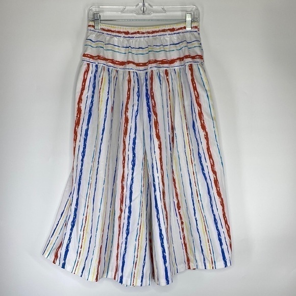 Vintage Winners Choice Red White Blue Striped Wide Leg Capri Pants Large 80s - Picture 1 of 7